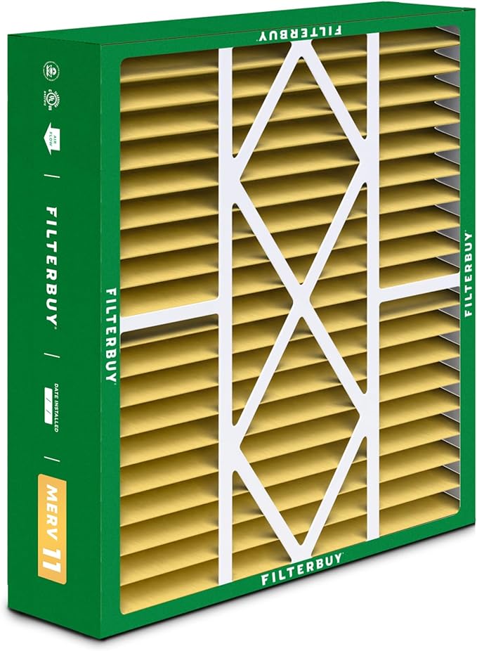 Filterbuy 20x25x5 Air Filter MERV 11 Allergen Defense (2-Pack), Pleated HVAC AC Furnace Air Filters for Amana, Coleman, Goodman, Maytag, York, and More (Actual Size: 20.19 x 25.31 x 5.25 Inches)