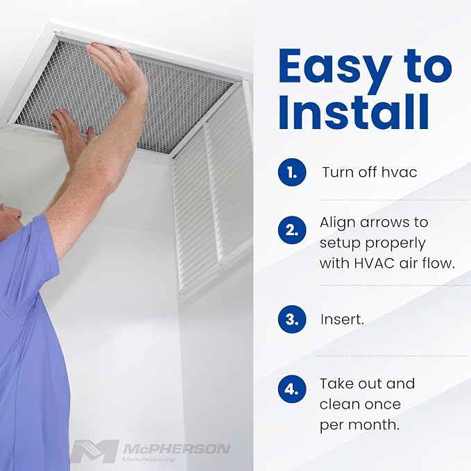 McPherson Reusable Air Filter 24x24x1 | Washable MERV 8 | Made in USA Metal - Image 4