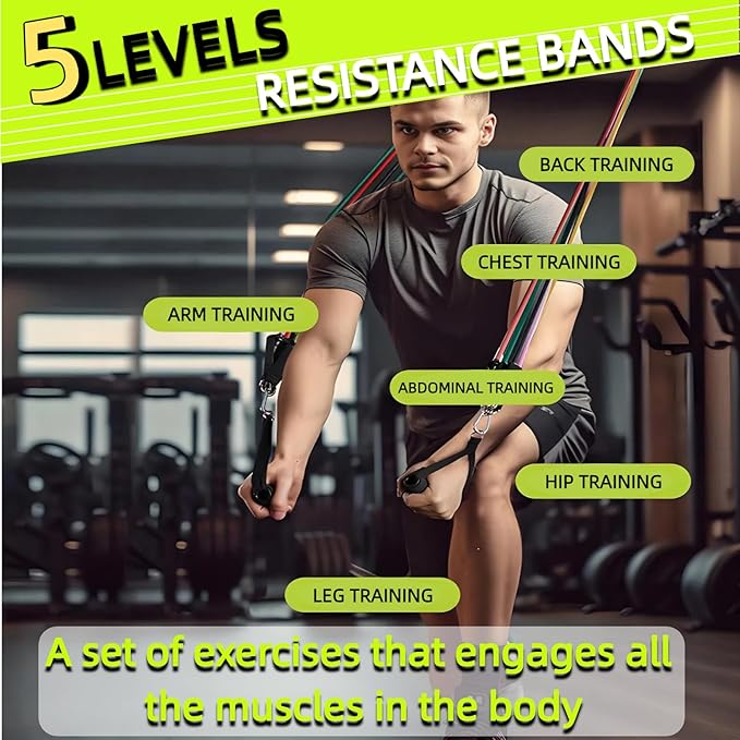 Exercise Bands Resistance Bands Set,Resistance Bands for Physical Therapy,Exercise Bands with Handles,Workout Bands Resistance for Women & Men(150 LBS)-FlexoryFit