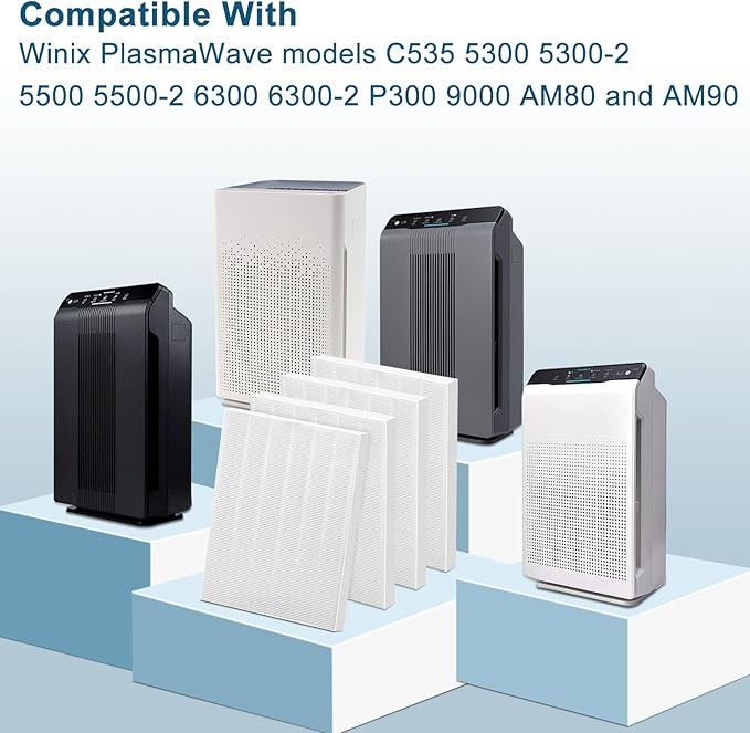 True High Efficiency C535 Replacement 115115 Filter A Compatible with Winix PlasmaWave C535, 5300-2, 6300-2, 5300, 6300, P300, AM90, 9000, 5000, 5000B, C909, 9800, 4 x Filters