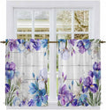 Spring Flowers Kitchen Curtains, Watercolor Garden Florals Wooden Grain Light by Unknown