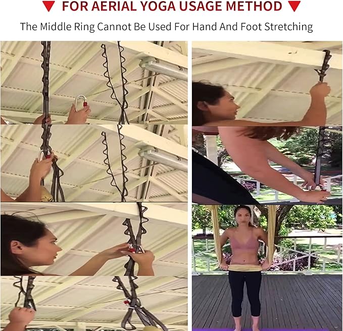 Aerial Yoga Hammock Daisy Chains Strap, Strong 22kN Adjustable with 10 Loops, No Stretch, Climbing Strap Nylon Chain Sling for Aerial Yoga,Swing, Hammock, Suspension, Exercise-FlexoryFit