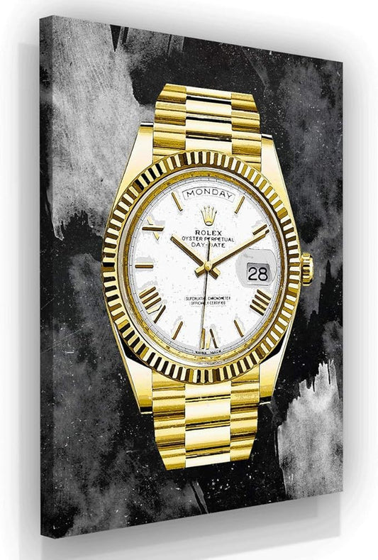 SuccessHunters Luxury Gold Watch Canvas Print Office Wall Decoration Home Decor Modern Art Prints Inspiration Motivation Inspire Entrepreneur Quote Inspirational Motivational House Decal (40" x 30")