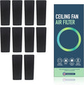 JJI Ceiling Fan Air Filter - Activated Charcoal Ceiling Fan Filters for Pets - Ceiling Fan Blades Shape Design - Easily Sticks on Ceiling Fan Blade Top (10Pack)
