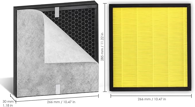 4+8 Pack PR1 Filter Pet Care Replacement Filter for Mooka PR1 Air Purifier, H13 True HEPA Filter, 3-in-1 Activated Carbon Filter for Home Large Room up to 2200sq.ft, with 8 Pieces Washable Pre-Filters