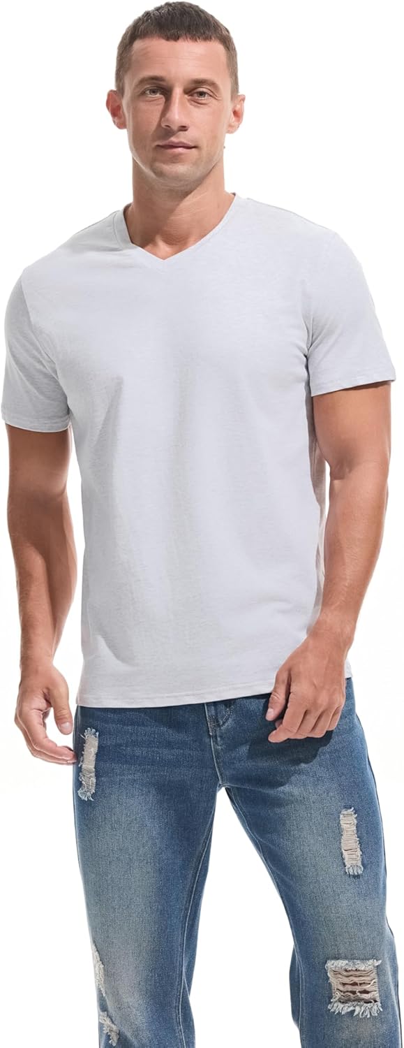 VEIISAR Premium V Neck T Shirts for Men - Modern Fitted Tees Vneck Undershirts