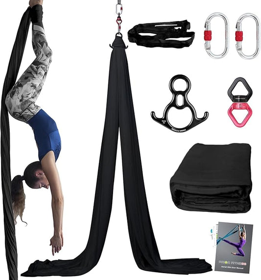 PRIOR FITNESS Aerial Silks Kit Colorful 9/15/20 Yards 40D Nylon Fabric Hammock Set With Hardware & Guide for All Levels Of Aerial Yoga Practice and Acrobatic Flying For Adults Aerial silk-FlexoryFit