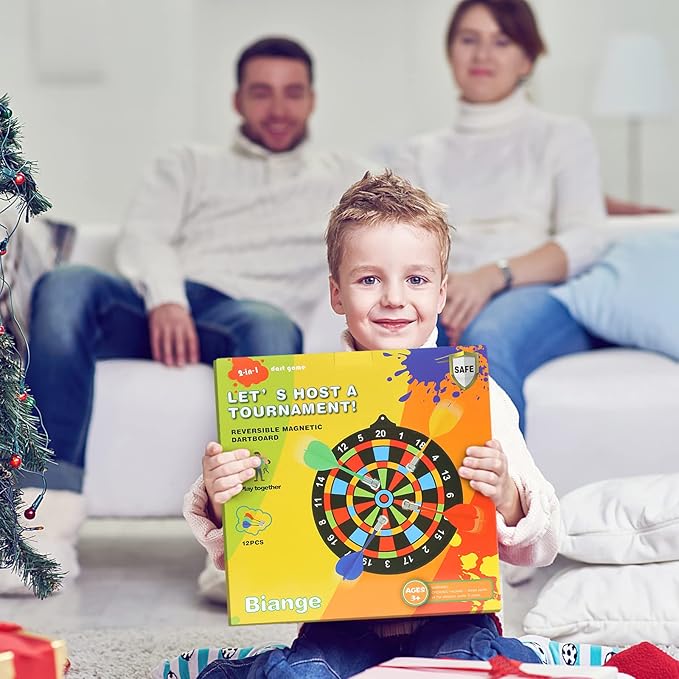 Magnetic Dart Board w/ 12 Darts, Kids Dartboard Gifts, Safe Indoor Outdoor Games for Kids 8-12, Teen Gifts for 6 7 8 9 10 11 12 13 14 Year Old Boys Girls