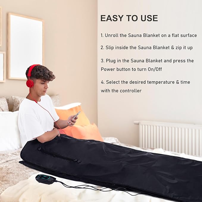 Portable Infrared Sauna Blanket for Home Relaxation Far Infrared Sauna Blanket Infrared Blanket Sauna with 86–158 °F Temp Range