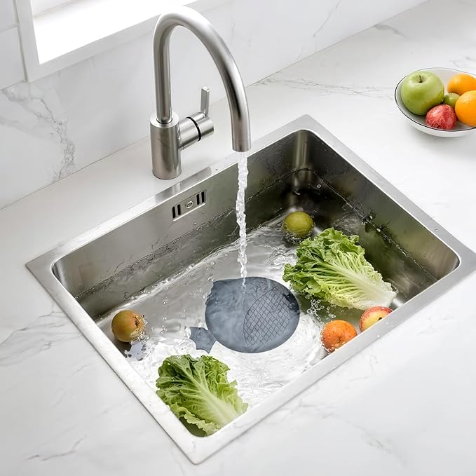 TRAPMATE Sink Drain Strainer & Stopper, Easy Clean Kitchen Sink Strainer with Stopper, Revolutionary Stainless Steel Drain Stopper Kitchen Sink Basket, Garbage Disposal Strainer for US Drain (Grey)