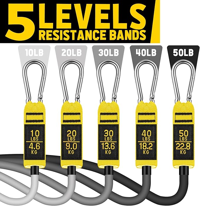 WALITO Resistance Bands Set - Exercise Bands with Handles, Door Anchor, Legs Ankle Straps, for Heavy Resistance Training, Physical Therapy, Muscle Training, Yoga, Home Workouts-FlexoryFit
