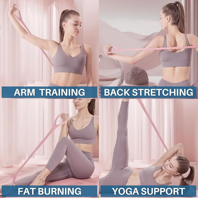 LEZER Figure 8 Resistance Band, Fitness Elastic Rope, Execrise Workout for Arm, Back, Chest and Shoulder, Yoga, Pilates, Stretching, Physical Therapy Equipment-FlexoryFit