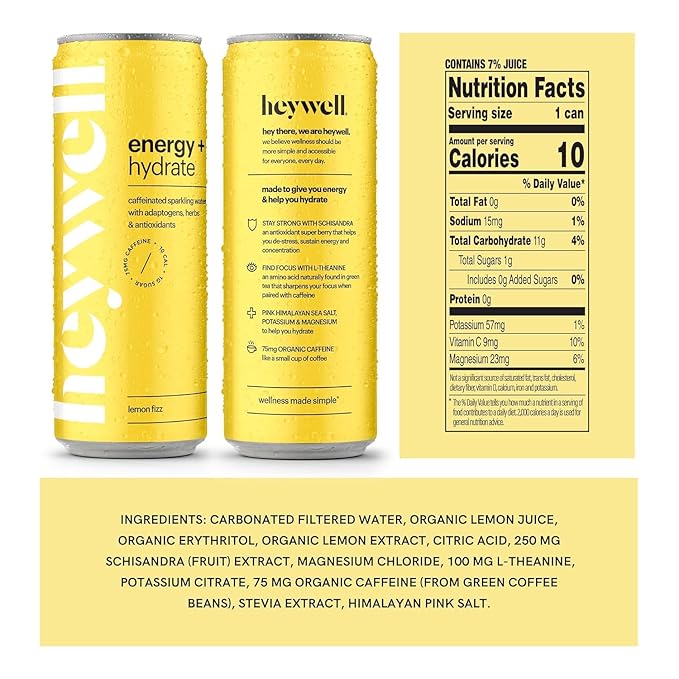 Heywell Sparkling Adaptogenic, Trial Pack, 12 Fluid Ounce (Pack of 6) - Organic, Non GMO, Vegan, Gluten Free, Dairy Free-FlexoryFit
