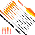 31Inch Carbon Arrows, Targeting Practice Hunting Arrow, Turkey Feather Fletching Arrow, with Removable Tips and nocks for Recurve & Compound Bow