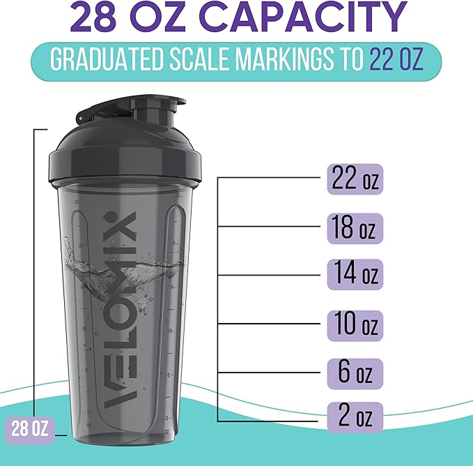 '-6 PACK- 28 oz Protein Shaker Bottle for Protein Mixes - 6x Wire Whisk | Leak Proof Shaker Cups for Protein Shakes | Protein Shaker Bottle Pack | Protein Shake Cup (Elemental Mix)-FlexoryFit