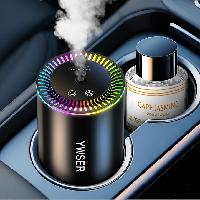 Smart Car Air Freshener, Car Air Freshener Diffuser with Starry Sky Projection and 50ml Perfume, Auto On/Off Intelligent, 3 Mode Adjustable Rechargeable Aroma Diffuser (Gardenia)