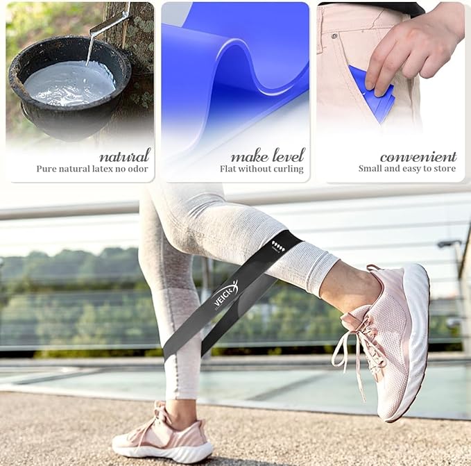 VEICK Resistance Loop Exercise Bands, Elastic Workout Bands for Men Women, Set of 5 Different Resistance Levels Stretch Band for Home Fitness Stretching Strength Training Physical Therap-FlexoryFit