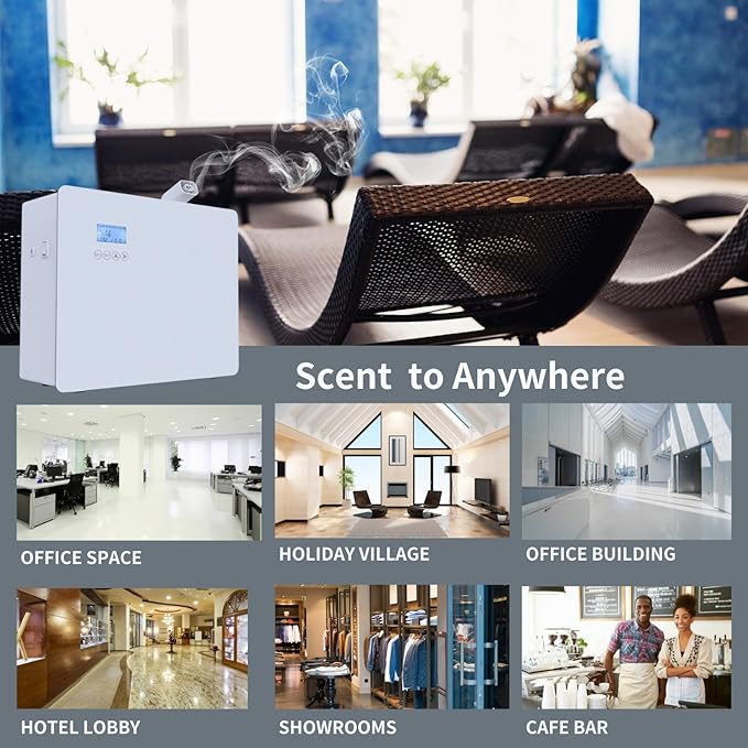 Upgraded Scent Air Machine for Large Room, Smart Waterless Essential Oil Diffuser 1000ml with Cold Air Technolony, HVAC Scent Diffuser Cover Up to 8000 Sq.ft for Commercial Space- Metal