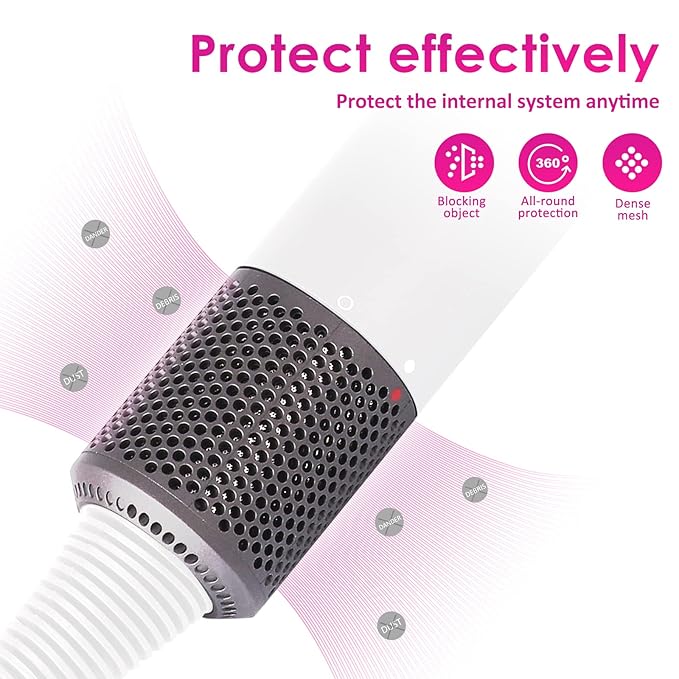 Upgraded Hair Dryer Filter Replacement for Dyson Supersonic HD01 HD03 HD08 Hair Dryer Attachment, Hair Dryer Outer Filter Repair Accessories with Filter Cleaning Brush(Metallic Gray)