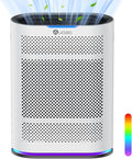Air Purifiers for Home Large Room Cover 2,100 Ft²,Home Air Purifier with Air Quality Monitor & Aromatherapy,Auto H13 Air Purifier Removes Pets Hair Dust Smoke Odor,with 7 Colors Light(White)