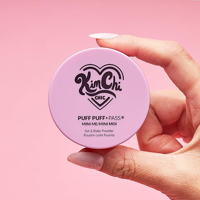 KimChi Chic Puff Puff Pass Mini Translucent Set of 3 - Lightweight Loose Setting Powder with Rice Powder & Vitamin E, Oil Absorbing for All-Day Wear, 5g-FlexoryFit