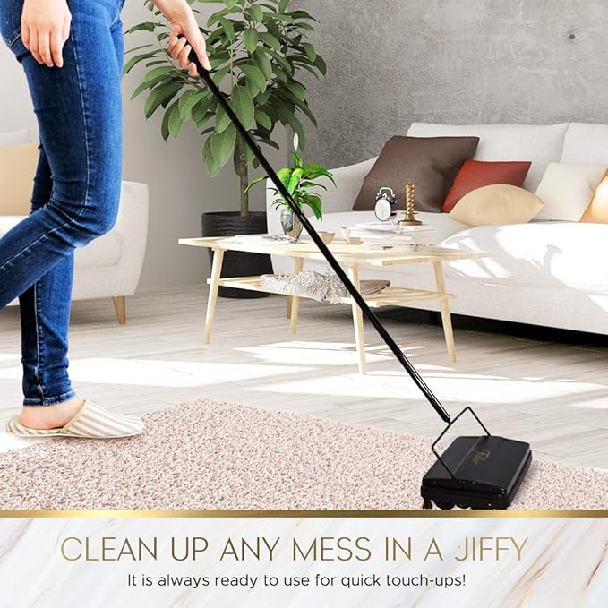Fuller Brush 17052 Electrostatic Carpet & Floor Sweeper - 9" Cleaning Path - Lightweight - Ideal for Crumby Messes - Works On Carpets & Hard Floor Surfaces - Red