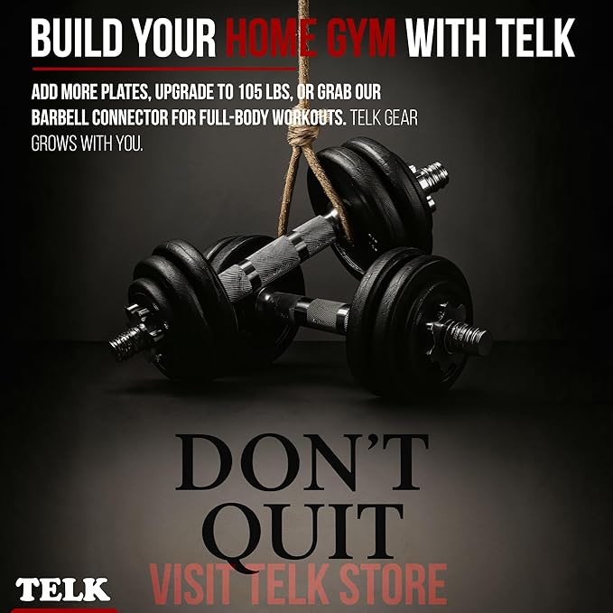 TELK – Adjustable Dumbbell Set – Home Gym Weight Set with Baked Enamel Cast Iron Plates – Space-Saving Free Weights for Strength Training-FlexoryFit
