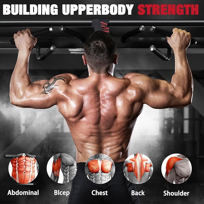 Pull Up Assistance Bands,Up to 300 lbs Assistance,Adjustable Heavy Duty 4 Resistance Bands for Pull up, with Feet/Knee Rest, Handle and Door Anchor for Home Gym Fitness Exercise Strength Training-FlexoryFit