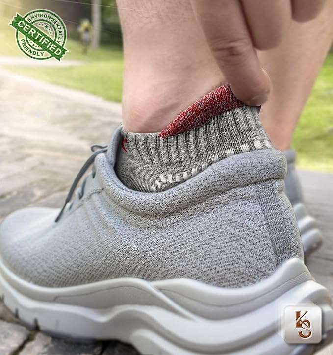 KEMISANT Men Running Socks,Active Ankle Socks No show Cushioned Footbed Arch Support-FlexoryFit
