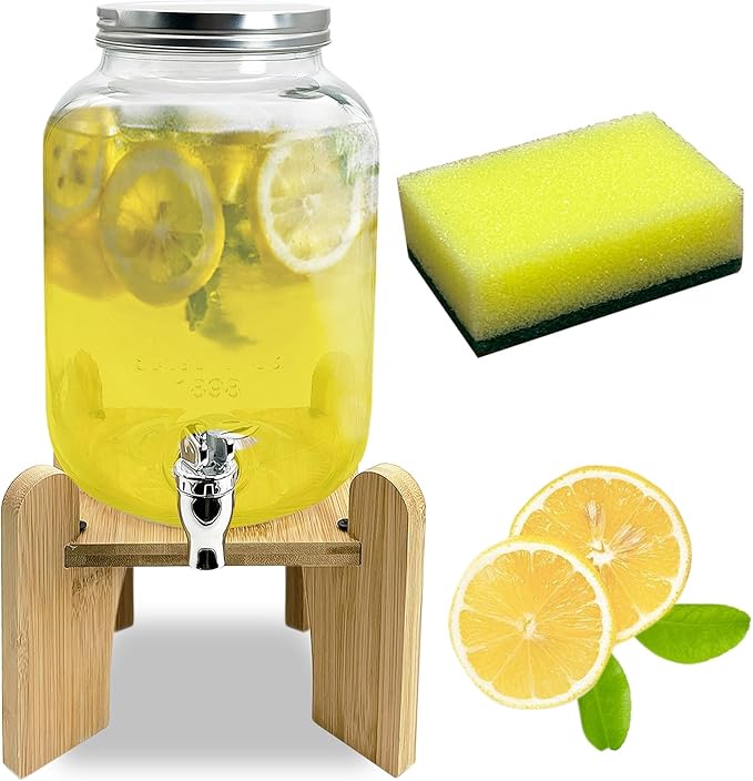 Tfwadmx 1 Gallon Drink Dispenser for Parties, Beverage Dispenser With Stand Lemonade Dispenser Iced Tea Pitcher Party Beverage Dispenser for Lemonade, Juice, Punch, Water, Outdoor, Daily Use