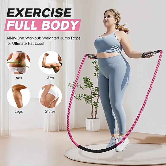 HPYGN Jump Rope, Weighted Jump Rope for Men women, 2.8lb 3.8lb 5lb Heavy Skipping Rope for Exercise, Adult Jumpropes for Home Workout, Improve Strength and Building Muscle,Total Body Workout Equipment-FlexoryFit