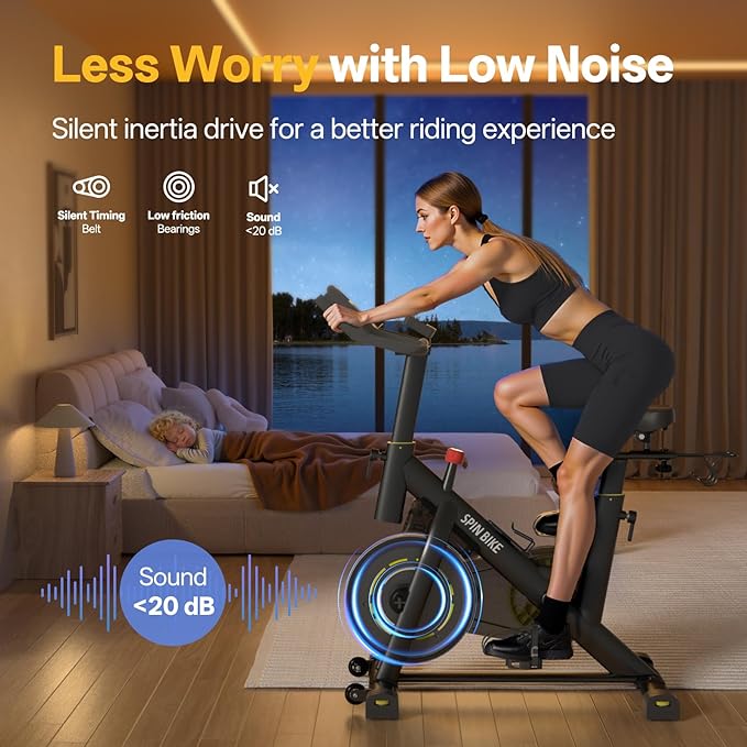 YAMO Exercise Bike, Upgraded Stationary Bikes for Home Cardio with App Compatible, Adjustable Quiet Magnetic Resistance Indoor Cycling Bike 300 LBS Capacity Comfortable Seat Cushion & Tablet Mount-FlexoryFit