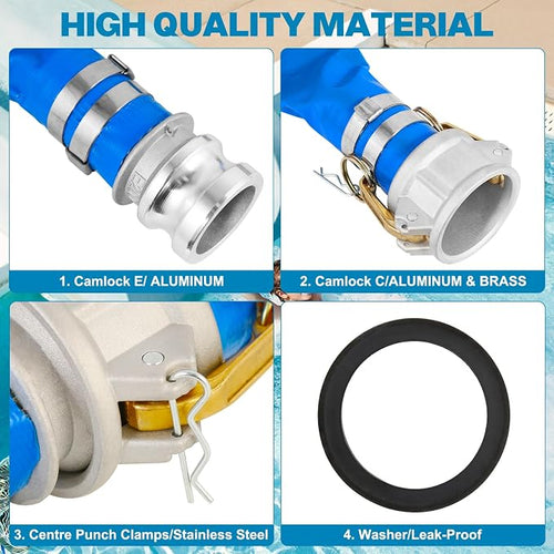 1.5" x 50 Ft Discharge Hose, Heavy Duty PVC Lay Flat Water Backwash Hose - Image 2