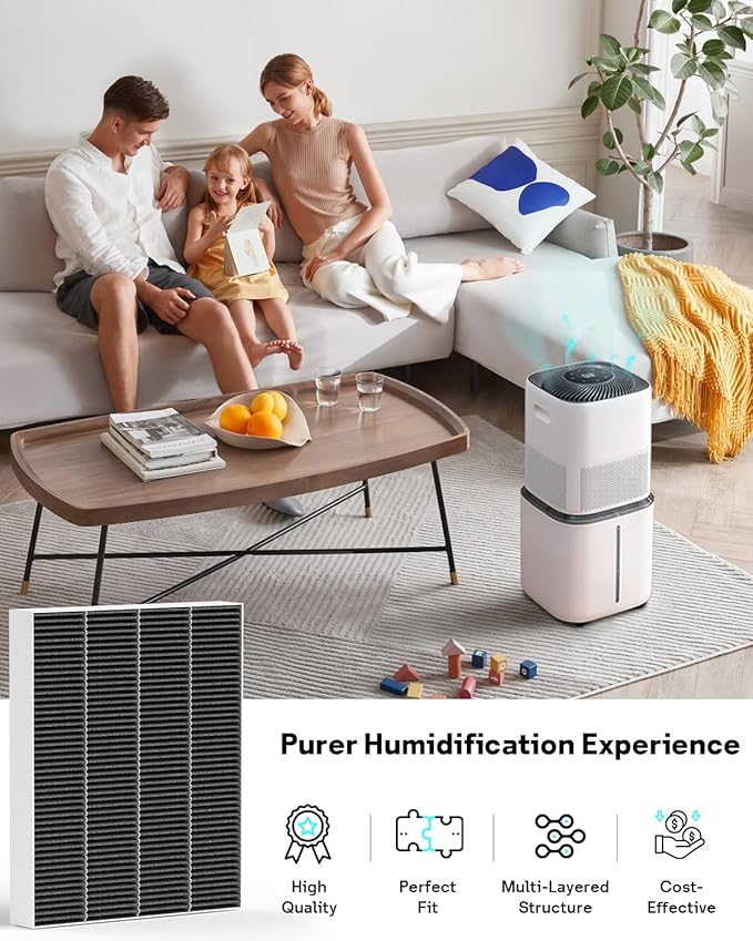 Leemone 8-Pack Replacement Filters for LEVOIT Superior 6000S Smart Evaporative Humidifier, Captures Large Particles & Minerals, Gray