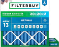 Filterbuy 20x20x2 Air Filter MERV 13 (MPR 1900) Health Defense Replacement (2-Pack), Electrostatic Pleated HVAC AC Furnace Filters, Made in USA (Actual Size: 19.50 x 19.50 x 1.75)