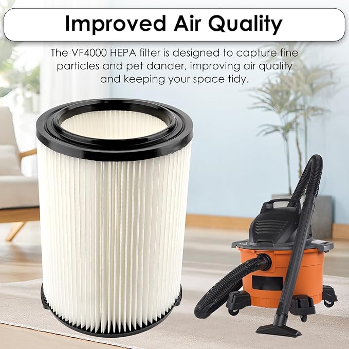 (3 Pack) VF4000 Replacement Cartridge Filter for VF4000 RIDGID 72947 Wet dry Vac 5 to 20 Gallon 6-9 Gal Husky Vacuum RV2400A RV2600B WD5500 WD0671 Vac, HEPA Filter 3 Pieces