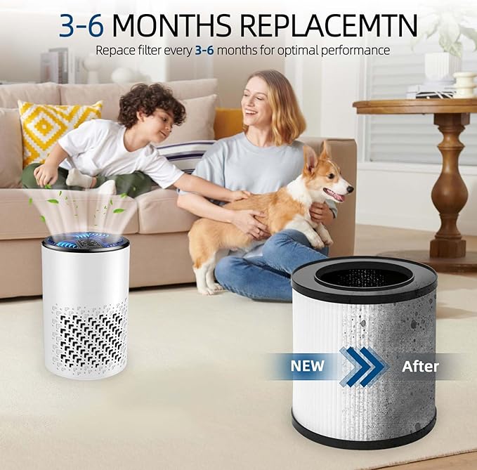 KJ067L Air Purifier Replacement Filter: for MOOKA KJ067L, 3-in-1 High-performance Filter with True Air Filter, Activated Carbon and Pre-filter for Smoke, Dust, Pet Odors, 2 - Pack