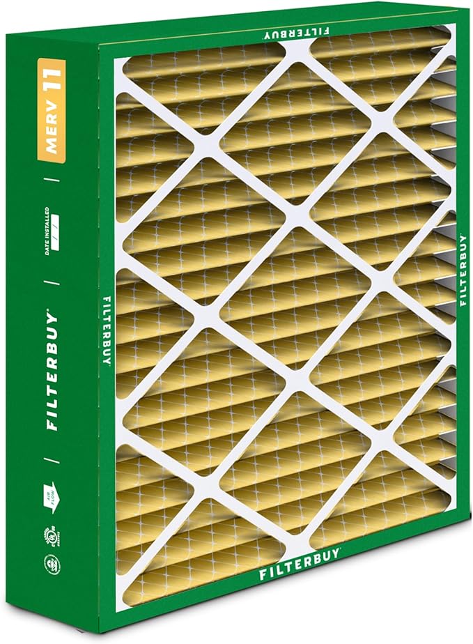 Filterbuy 20x25.25x3.5 Air Filter MERV 11 (MPR 1200) Allergen Defense Replacement (3-Pack), Pleated HVAC AC Furnace Filters for Aprilaire Space-Gard 102/2120 (Actual Size: 19.94 x 25.38 x 3.75)