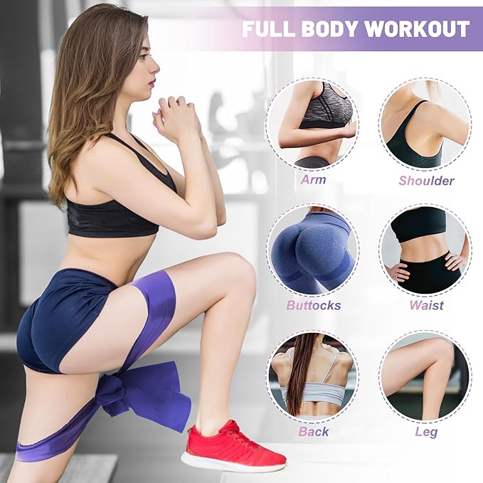 5 Pcs Resistance Bands, Professional Exercise Bands Elastic Stretch Bands for Fitness Yoga Pilates Stretching Strength Training, Workout Bands for Women and Men Home Gym-FlexoryFit
