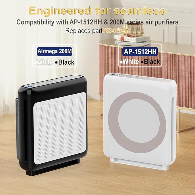 AP-1512HH Air Purifier Replacement Filter Set for Coway Airmega AP-1512HH and Airmega 200M air Purifier|2 HEPA+8 Carbon Filters|Triple Filtration, 99.7% Particle Capture|Ideal for Pet/Smoke Homes