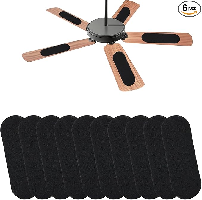 6PCS Ceiling Fan Filters for Blades, Unscented Activated Coconut Shell Carbon Air Filter Easy-Stick Ceiling Fan Blade Filters Universal Ceiling Fan Air Filters for Bedroom Living Room