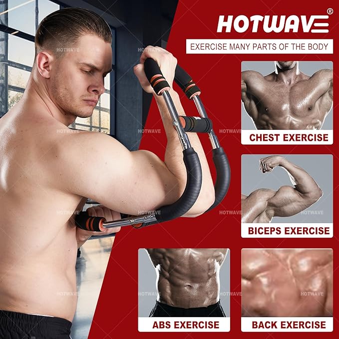 HOTWAVE Twister Arm Exerciser,Adjustable Spring Workout Bar, Forearm Triceps Chest Enhanced Exercise Strengthener,Portable Home Fitness Equipment-FlexoryFit