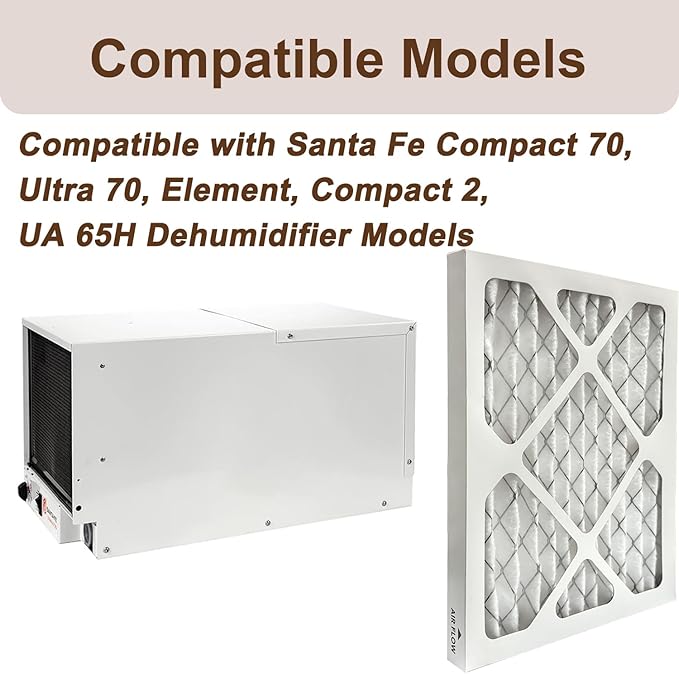 2 Sets 9 x 11 x 1 MERV 13 Dehumidifier Filters Replacement for Santa Fe Dehumidifier Models Compact 70, Ultra 70, Element, Compact 2, UA 65H, for Crawl Space and Basements