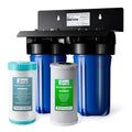 iSpring WGB21BM 2-Stage Whole House Water Filtration System, 10” x 4.5” Carbon Block and Iron & Manganese Reducing Filters, 1" Ports
