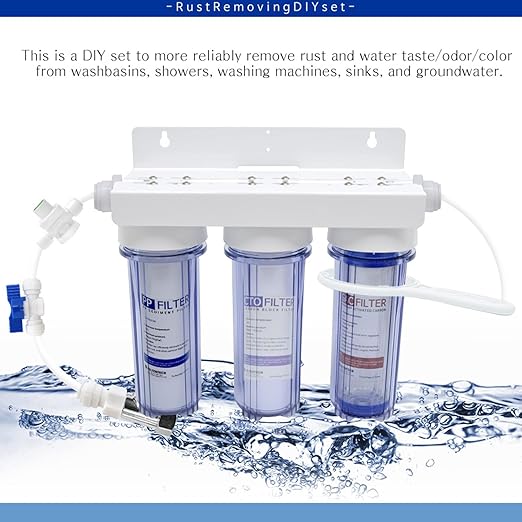 Whole House 3-Stage 10 inch Standard Water Filtration System 3/4" Rust Removal Water Purifier Filter DIY 3 Filters Set (Whole DIY Set)