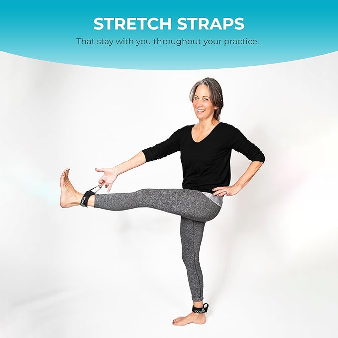 Stretch Straps for Yoga & Stretching - Increase Reach & Hold Poses Longer - Straps Stay w/You During Your Flow - Lightweight, Durable & Compact (2 Straps)-FlexoryFit