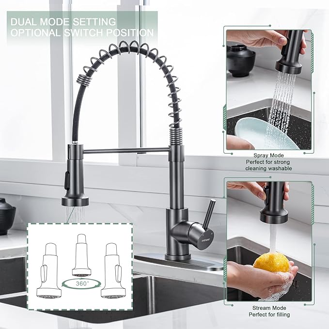 WEWE Black Stainless Kitchen Faucet, Faucet - Image 3