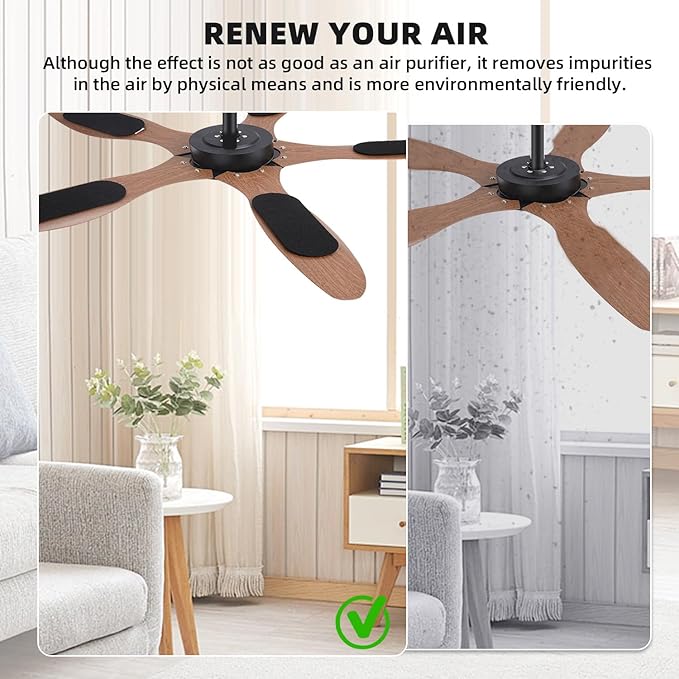 20 Pack Ceiling Fan Filters for Blades, 95% Activated Unscented Coconut Shell Carbon Filter, Ceiling Fan Air Purifier Pads for Common Household Contaminants, Unscented, Easy to Stick, Clean