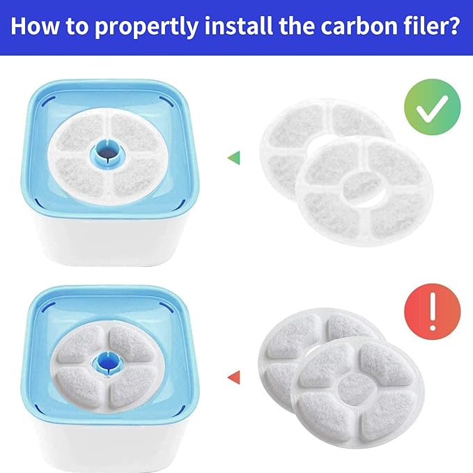 Replacement Filters for Pet Water Fountain - Activated carbon Filters for Cats and Dogs Automatic Water Dispenser (16 Pack)