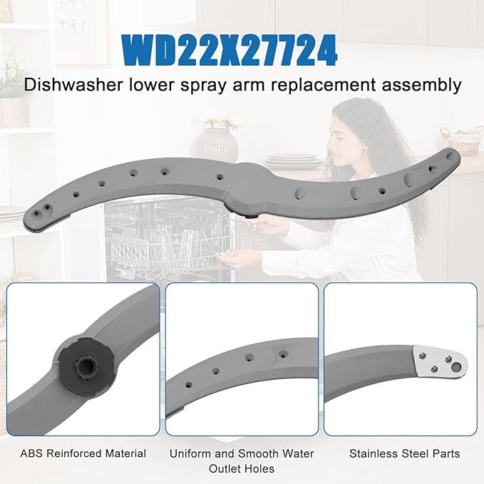 WD22X27724 WD22X33499 Dishwasher Lower Spray Arm Dishwasher Parts Dishwasher Spray Arm Compatible with GE Dishwasher Replaces AP7014276 WD22X26621 WD22X27724 WD22X10091